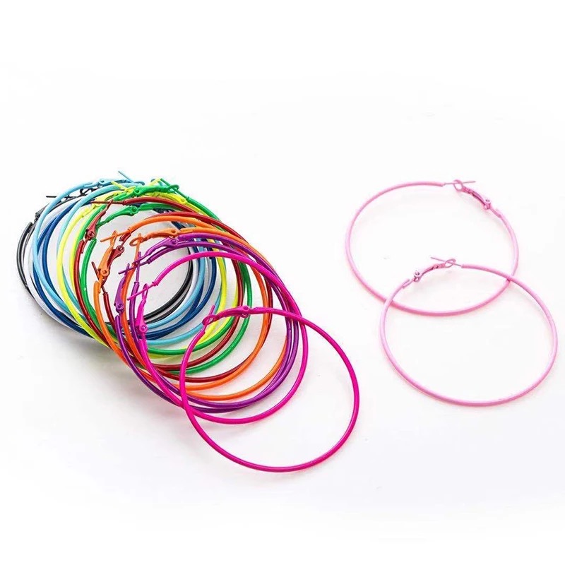 Colorful Circle Stainless Steel Hoop Earring.