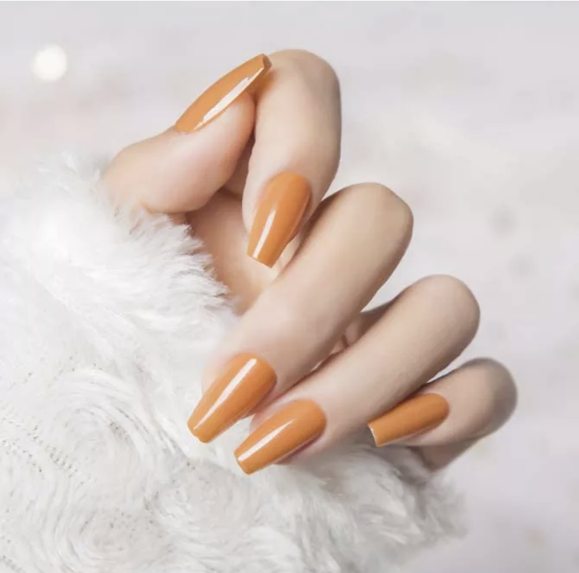 Long Square Shape Shinny Effect Press On Nails