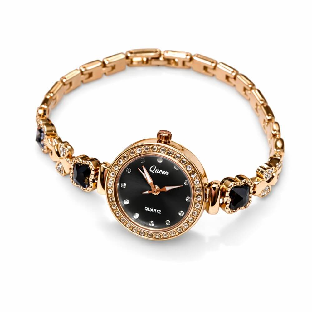 Royal Crystal Bangle Watch (black)