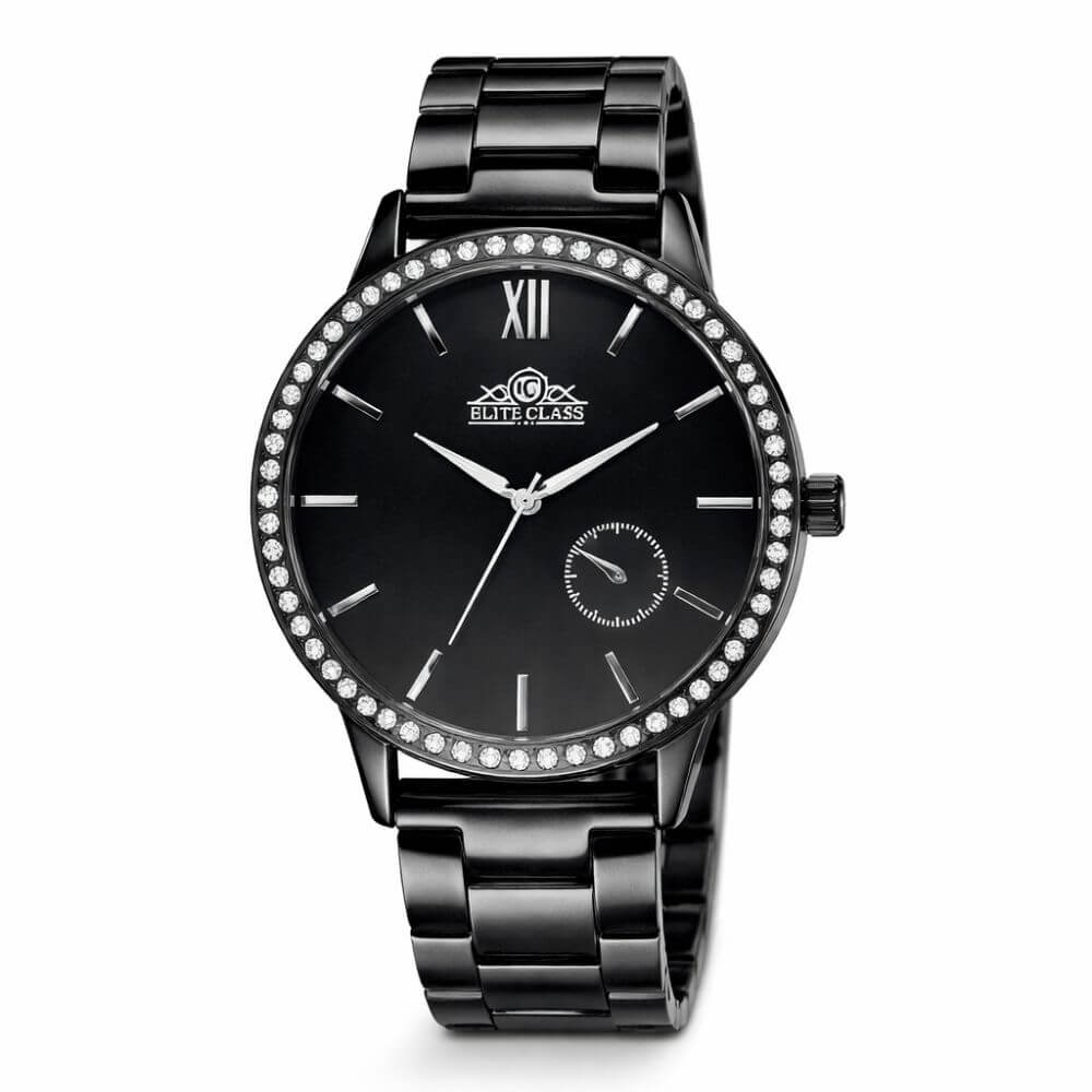 Elite Class Crystal Bezel  Watch (Black)