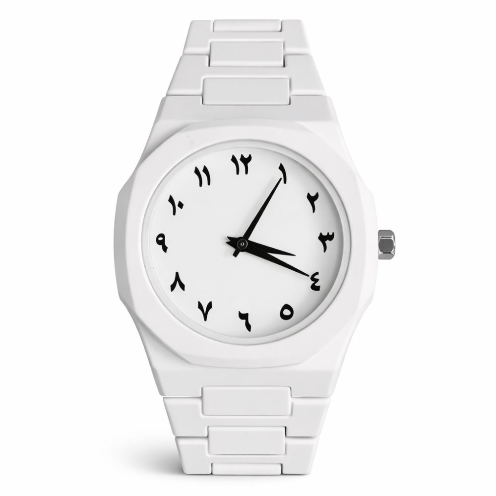 White Arabic Dial Couple Watch Set(Black Numerals)