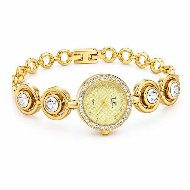 Golden Crystal Charm Watch  