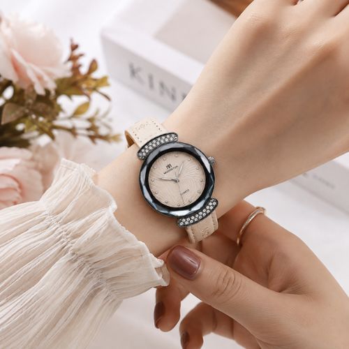 Ivory White Leather Crystal Elegance Watch