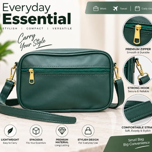 Luna Emerald Quilted Crossbody Bag 
