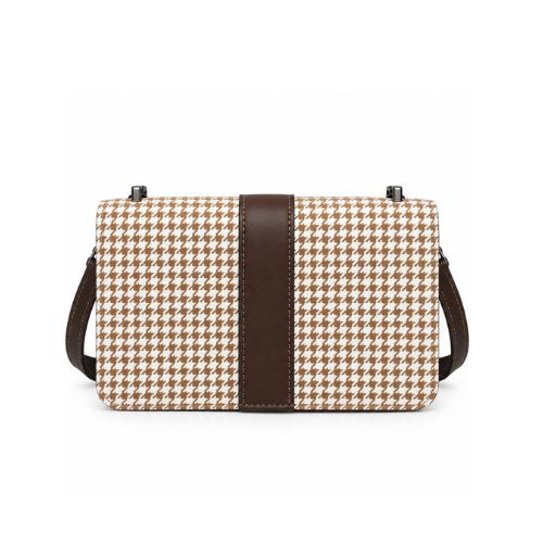 Houndstooth Chain Bag – Brown