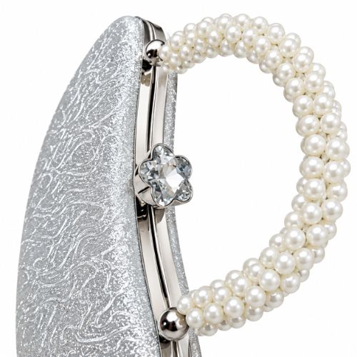 Pearl Grace Silver Glitter Clutch