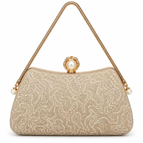 Pearl Charm Gold Clutch