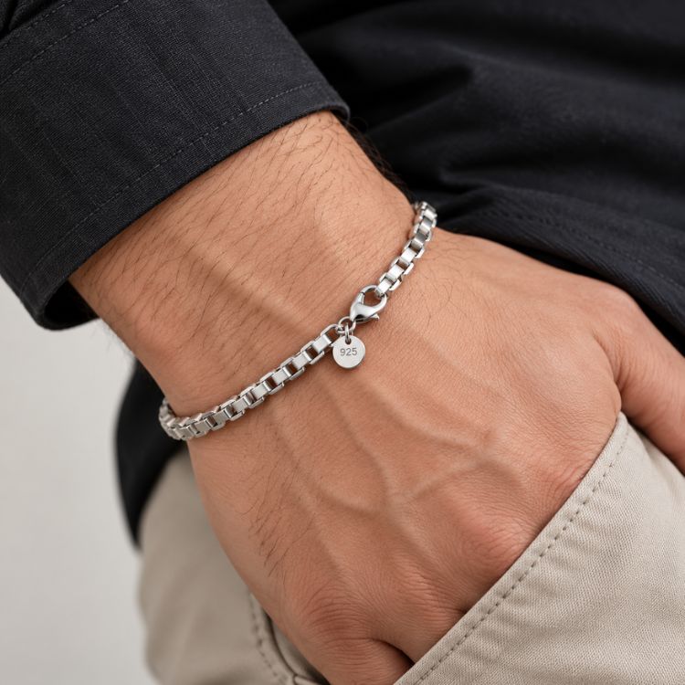 925 Silver Box Link Bracelet