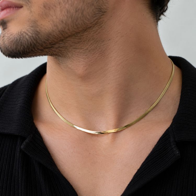 Golden Herringbone Chain – Unisex