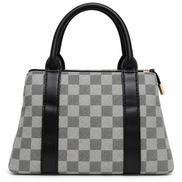 Grey Checkered Handbag