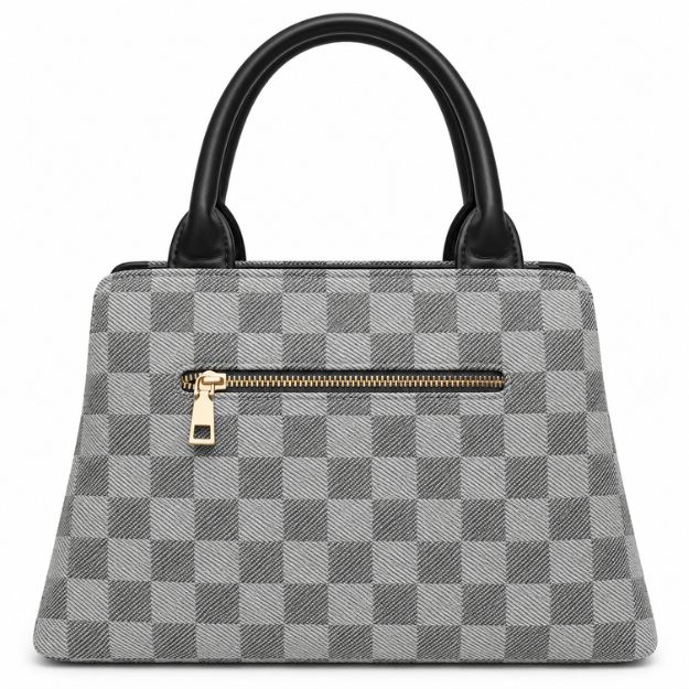 Grey Checkered Handbag