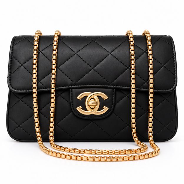 Black Quilted Chain Shoulder Bag