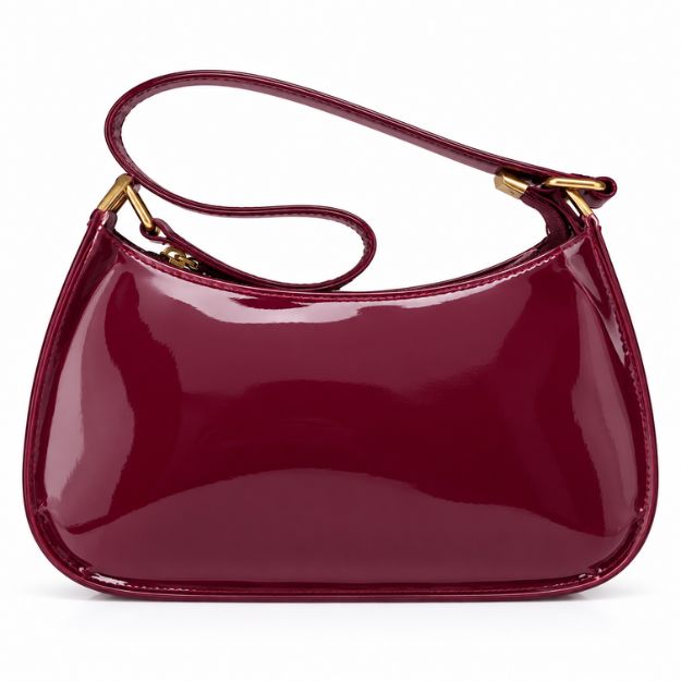 Burgundy Glossy Shoulder Bag