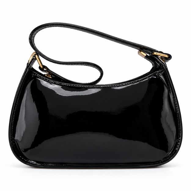 Black Glossy Shoulder Bag